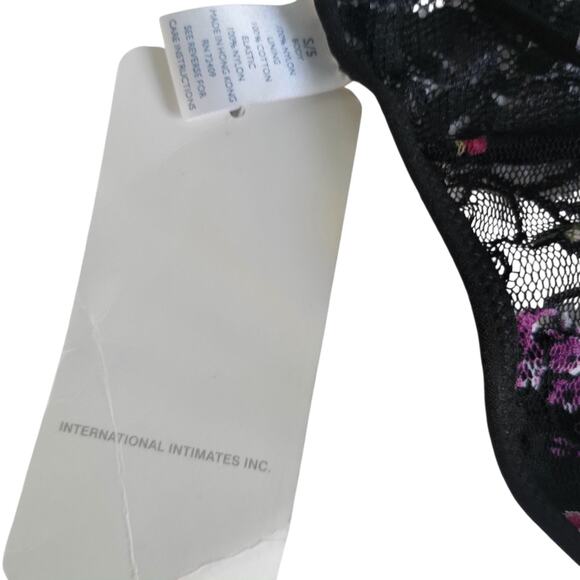 Y2k Sheer Black Floral Mesh Lace Micro Thong Rene Rofe SM - Picture 5 of 8